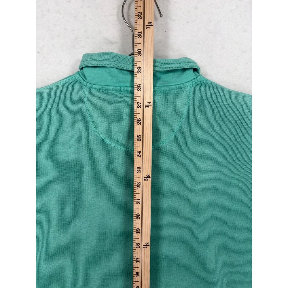 Tommy Bahama Relax Mens Quarter Zip Pullover Sweater Teal Green Ribbed Cotton M
